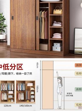 新款衣柜家用卧室济木质推子用CWT拉门儿童衣橱出租房屋经型简易