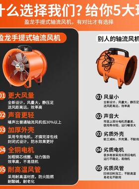 风手提式轴流机220v换气排风业有限空工间通风机机送风家AVA用鼓