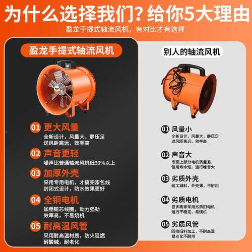 风手提式轴流机220v换气排风业有限空工间通风机机送风家AVA用鼓