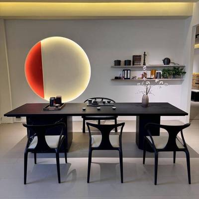 新中式北美黑胡桃木桌高端岩茶板茶式台宋美茶学XUK办公室室客厅