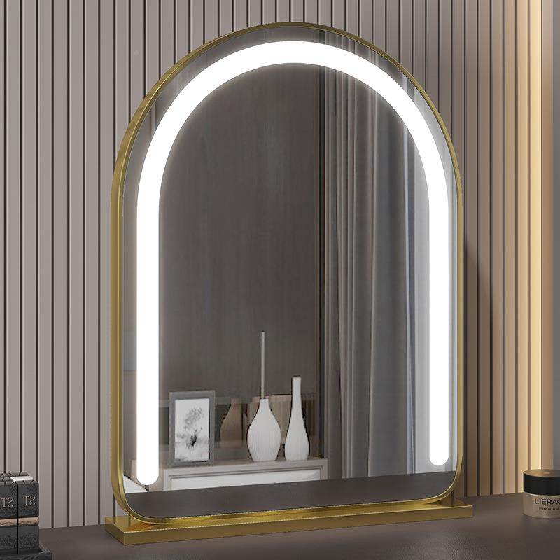 台式拱l形ed化妆镜带灯挂壁智能梳妆可挂墙镜子卫镜生TWA间镜子