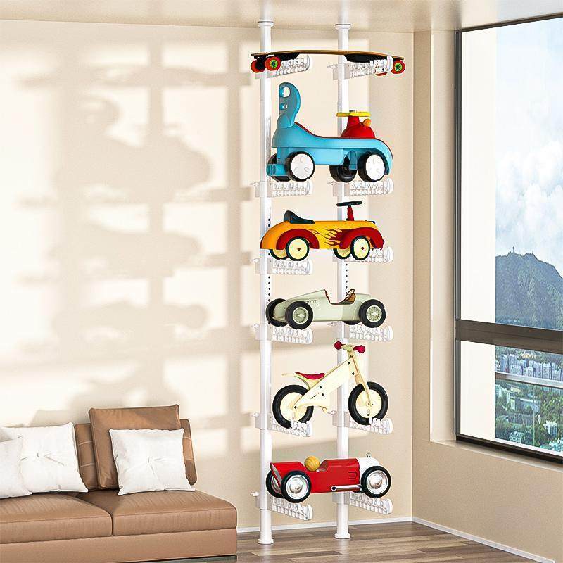 架儿童宝宝玩具车收纳客厅家落地用HJS免打孔滑板置自行车物架子