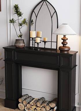 壁炉装柜窄黑色客厅家用室内婚礼展示实木玄关断台法饰式NTF隔复