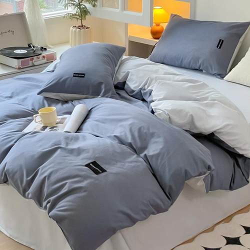 纯棉BIU四件套床1套00单全棉宿舍床被套罩床笠三件水洗棉20上25夏