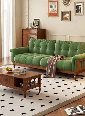 PSH法式三复古实木发沙客厅小户型美式轻奢实框架直排人位云朵沙