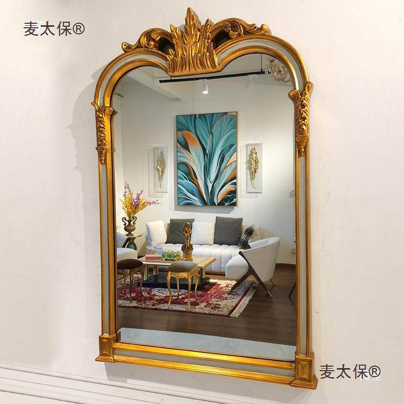 欧镜家雕居欧式壁镜挂壁HJM炉镜关镜巴洛克复古花法式梳玄妆浴麦