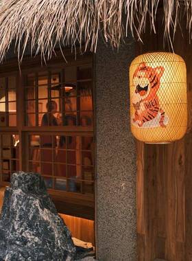 小竹REU油纸灯笼氛围装饰户外院置可印字布防水挂树上吊灯垒德编