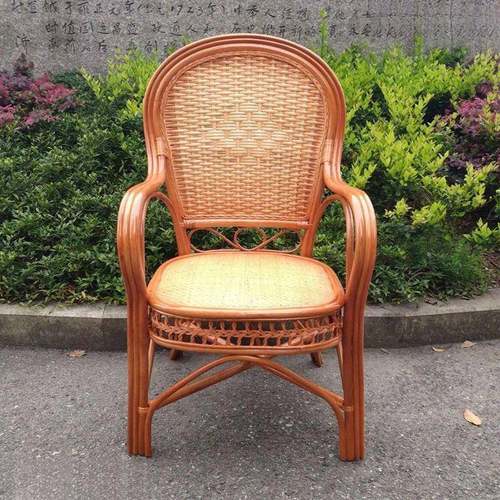 藤椅XEM阳台桌椅老然人靠背椅子用植物真藤编织扶手藤条腾椅家美