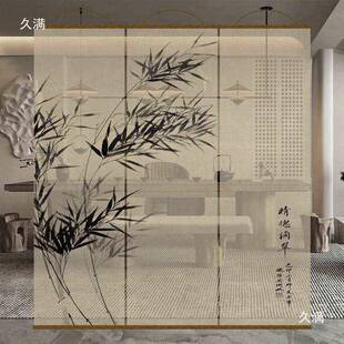 中术帘式艺门帘双面透tlzn$*&j景屏风纱卷帘隔断帘挂窗帘玄关透纱