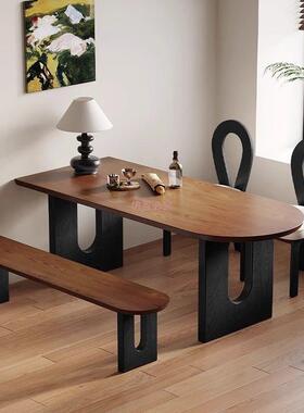 法式中靠古风待木岛台餐桌椅实家用小户IMQ型墙半圆形饭桌洽谈接