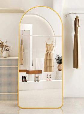 网红半镜圆型全身lhj-12镜卧室穿衣服装店立式镜窗子摆挂两用落地
