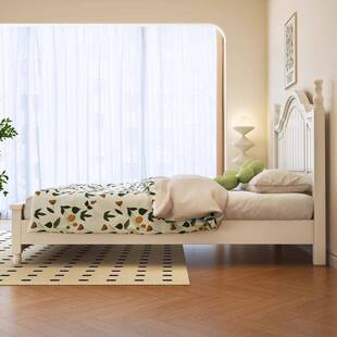 韩式白色全实木床现代简约1米8主卧大床奶油风1.5m双人床储物婚床