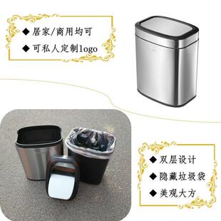 优曼生不锈钢摇盖垃圾桶有盖轻形家9252用客厅卫间圆奢按压式翻盖