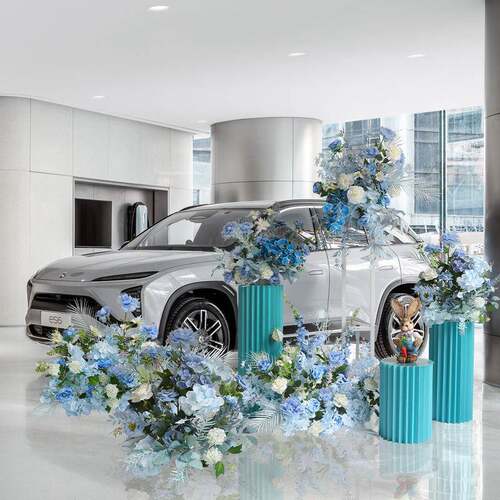 交车仪式布置仿真花装饰摆件汽4店展厅车美高档花S卉17852假陈花