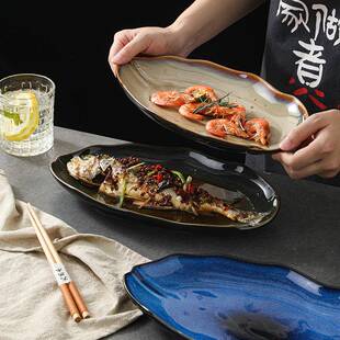 盘IWI菜盘陶瓷盘子鱼用创意稀奇古怪的不盘子规则商用餐厅酒店家