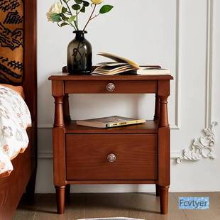 丹梵斯 法式复古床头柜白蜡木实木床头柜主卧室实木中古风床头柜