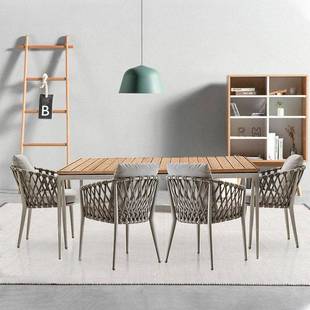 户外桌椅编店别墅阳台柚木创意休闲椅庭院餐ZVA桌绳酒家具茶几组