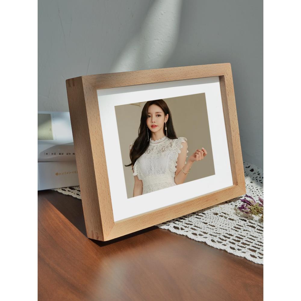 OF9D榉木橡木印榫卯摆相框台洗照冲片加打印相片简约实木画框OGS