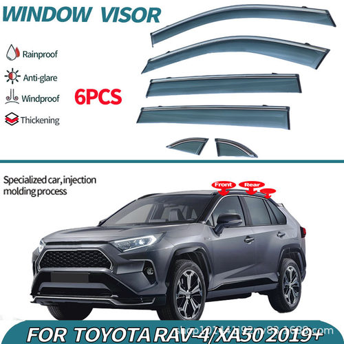 适用2019-2024丰田荣放RAV4 Window visors晴雨挡PC六片雨挡雨眉