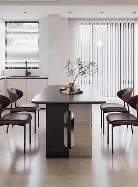 式岩方板桌简约现代轻奢风家用长意方形户型VAL饭桌极简组合小餐