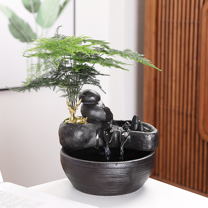 流水摆件中式创意礼品陶瓷循环鱼缸桌面招财生财客厅办公室流水器,家居饰品,装饰摆件,淘宝优惠券,粉丝福利购,淘宝优惠卷