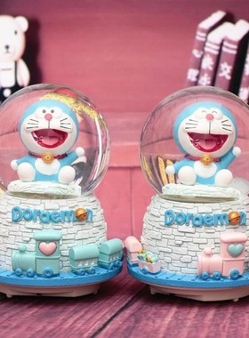 创意声控水晶球旋转飘雪花七彩灯光水球 八音盒音乐盒学生礼品