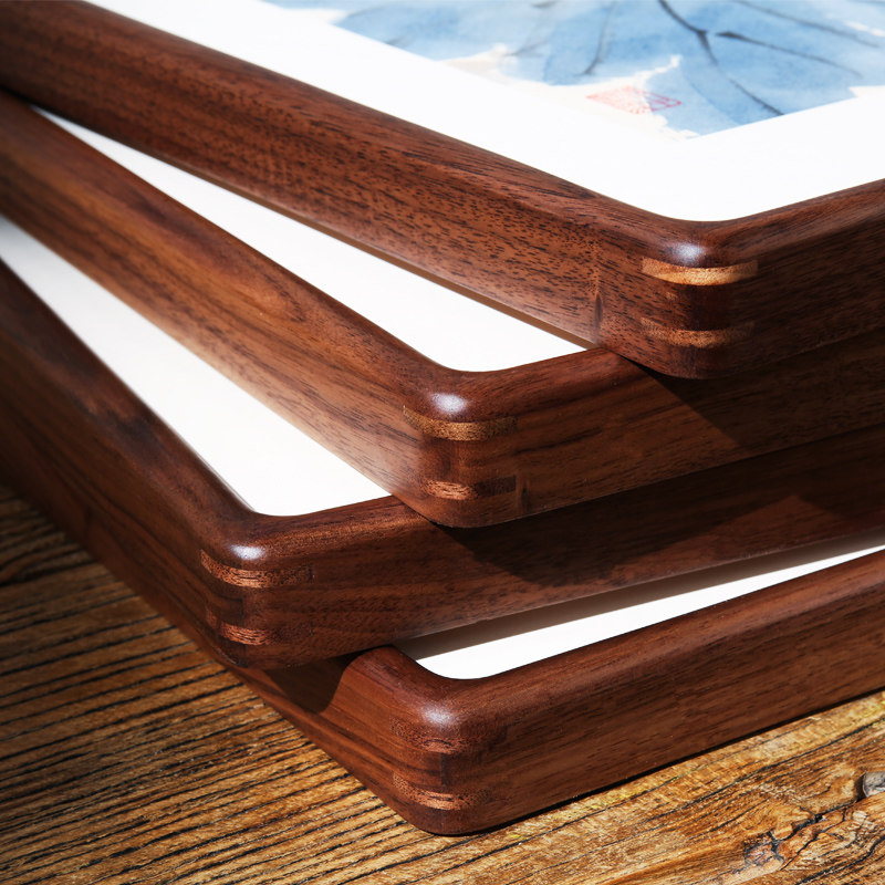 黑胡桃圆角实木相框定制照片挂墙大尺寸6寸7寸a4原木画框装裱摆台