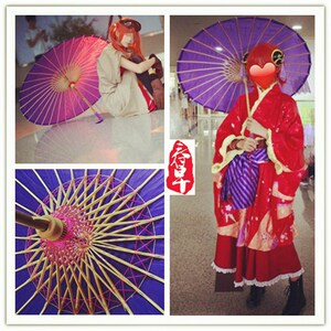 春早工艺伞舞蹈道具伞拍照神乐ver神威COS深紫色油纸伞渐变灰双丝