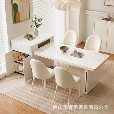简约岛台餐桌简约一体可缩岩板YNO餐现小伸户型家用厅中岛吃代饭