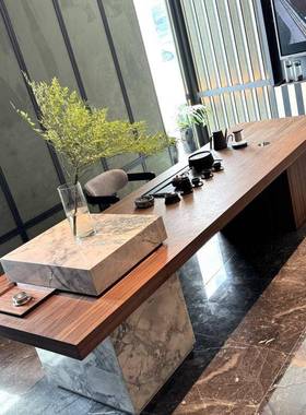 新式实木桌20美25新款高端北茶黑胡桃木岛68394台餐桌一体两用泡