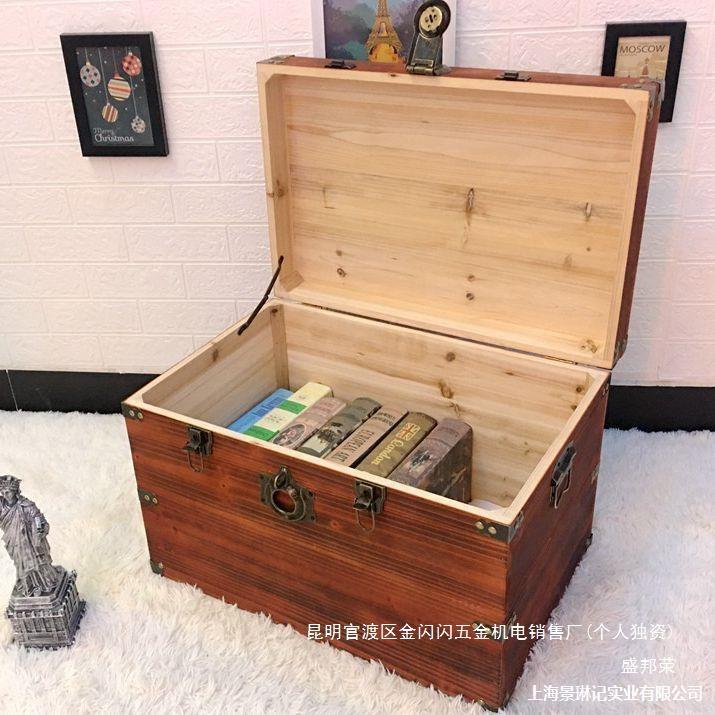 厂家木见详情箱子带箱锁物实木收纳储箱长复古木盒子特大号方形带