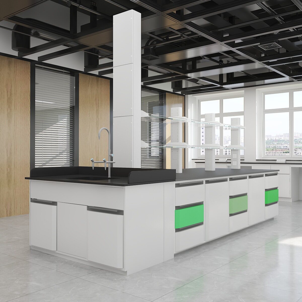 沃林沃科技感实验桌工作台 强承重仪器台专用全钢边台实验台