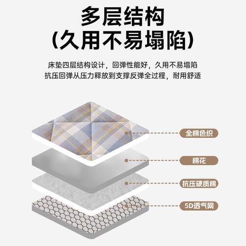 YH-全棉全子棉色棉花床垫加厚榻榻垫米学生上下铺床垫织出租房软