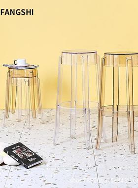 创塑意料凳子放家用加厚椅子透风车椅可8701叠明简约圆凳亚克力餐