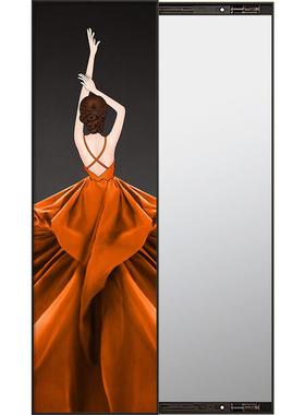 入户隐藏HY62897-式镜子装画拉饰卧关室试衣镜玄推过道挂画衣帽间