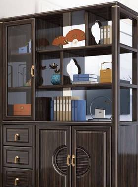 新中式乌金实间厅柜入木户玄关柜双面断隔柜IRO屏木风置物架