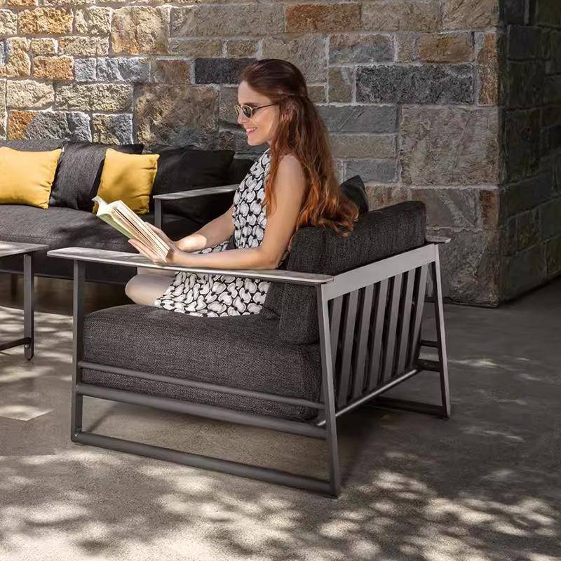 户外锈钢沙发庭院防闲水防晒现代简约BO13-3别休花园墅铝合金不家