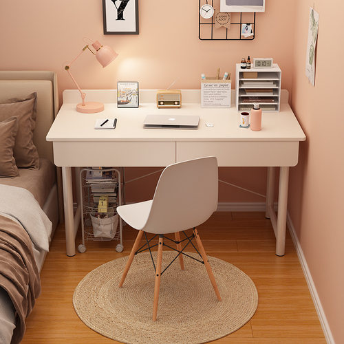 电脑桌台式家用办公桌带抽屉简约现代卧室书桌中学生写字桌学习w&