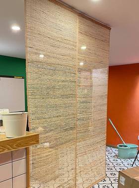 苎麻帘玄关装垂帘ltao1021隔断帘帘日式挂帘打孔饰帘屏免风帘草帘