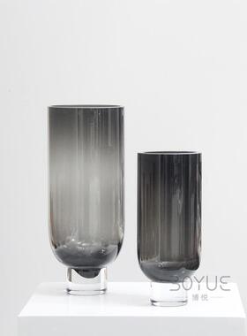 现代简约创意灰色号高脚璃大样板VZE间民宿别墅琉桌水培软装面花