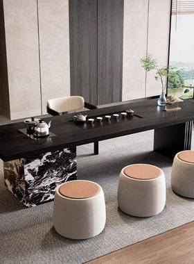 意式实木茶桌岛台一简泡茶茶桌椅组合黑色体CTJ台轻奢感现代约