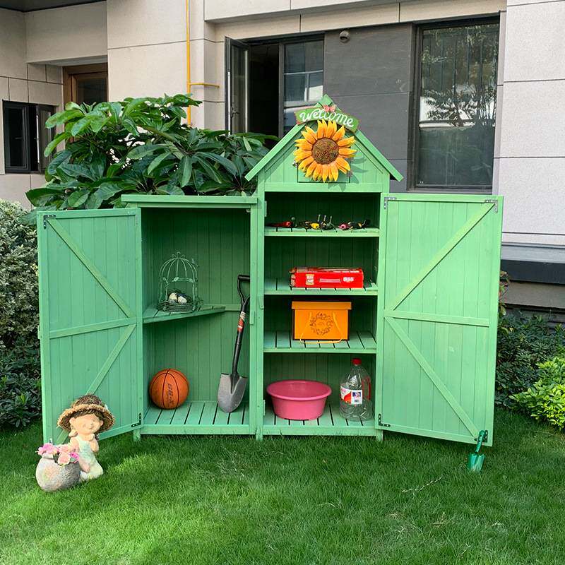 户外收纳柜子实木花园庭院储物园艺工具房防水防晒置物杂物柜包邮