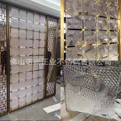 水晶玻璃店屏风新ywg型玄关隔不锈钢力花格客厅酒2025新断款亚克