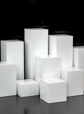 白色形展示台创模特底26座地台橱窗高低柜架方烤漆展台样品意