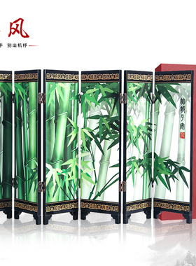 仿古漆器小屏风装饰摆件中国风送老外礼品物会展纪念品百鸟朝凤图