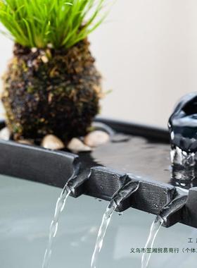 新款造现代简约居客厅水摆件循环家水鱼缸石槽微景观景装饰流F966