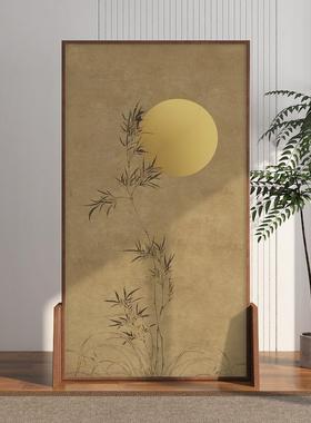 遮挡实关木AL101142座屏茶室玄竹子进门卧室屏隔客厅中式现代移风