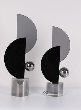 简品约创意灰色水晶摆件板房家客VJS厅样桌面居茶几工艺装饰摆件