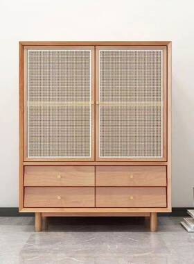 实木衣柜现代简易29651家藤编日式衣橱家柜用卧室成人大衣收纳小