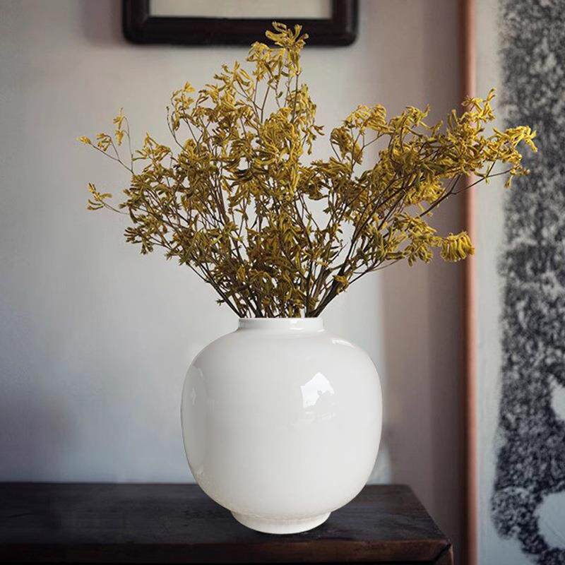 白色陶瓷花瓶店复古花插花奶油色鲜大口径XUD陶陶罐花瓷瓶